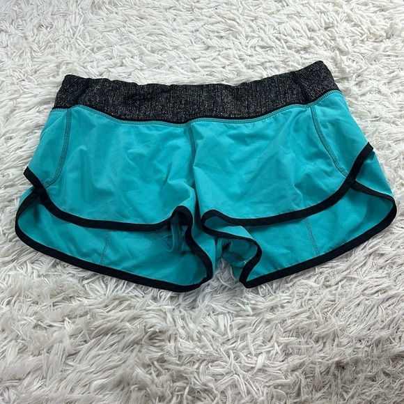 Lululemon Run: Speed Short *4-way Stretch Blue Tropics / Burlap Texture Black Du - Picture 1 of 5